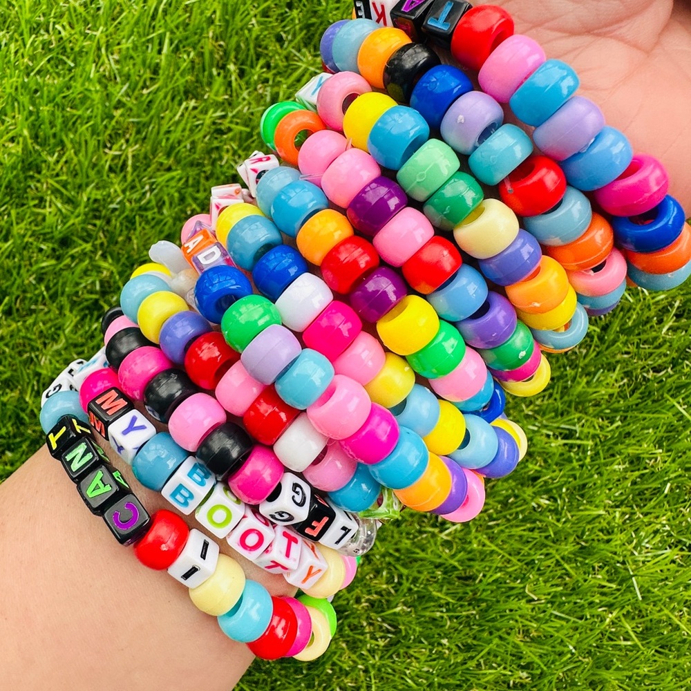 5 Pieces Handmade Kandi Bracelets for Rave, Party, Trading